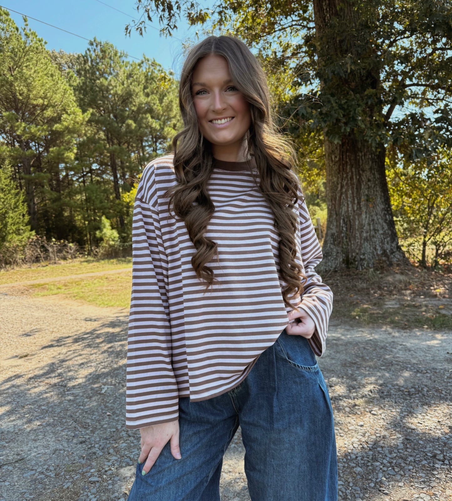 Brown/Mauve Striped Long Sleeve