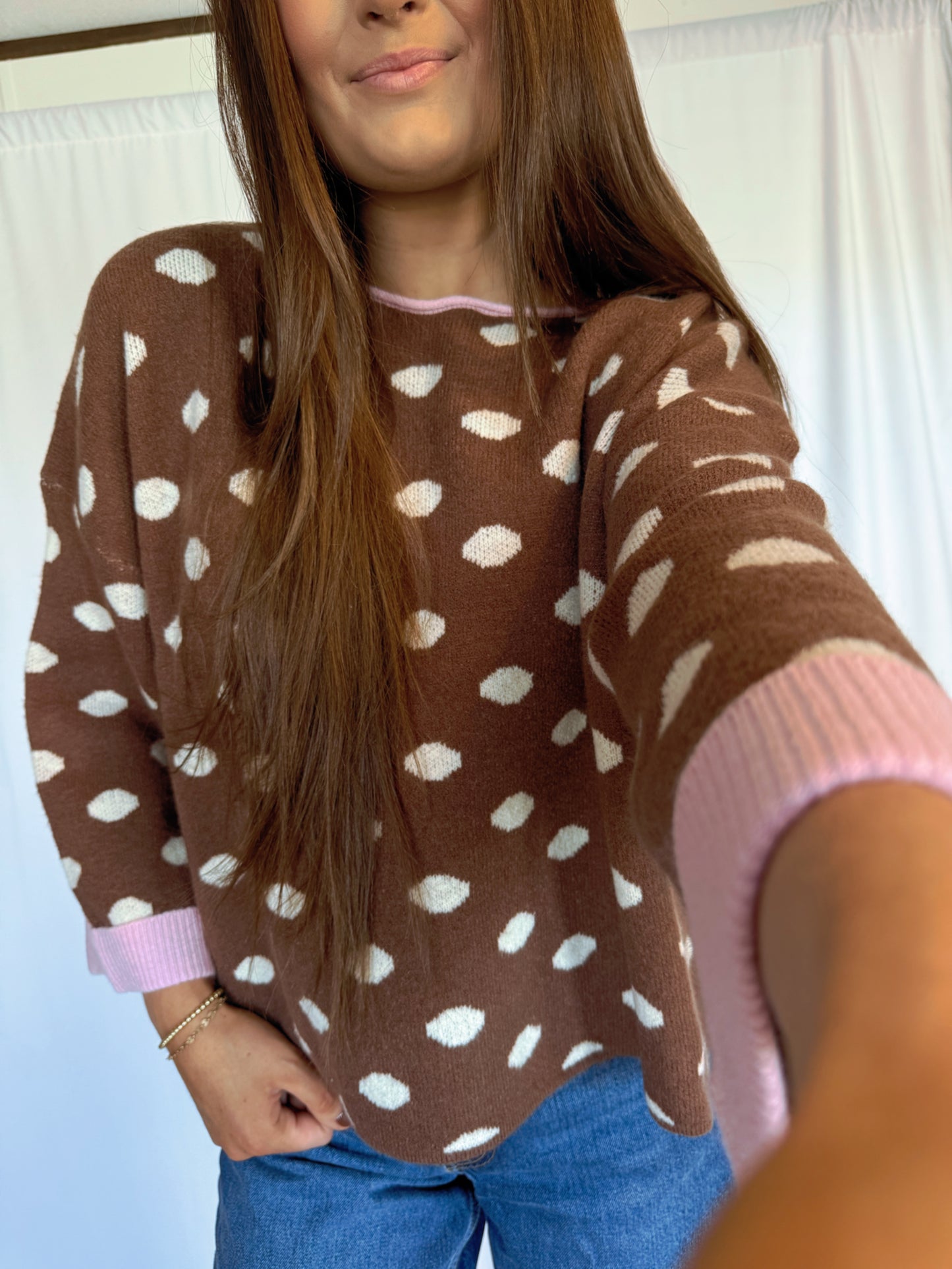 Brown/Pink Dotted Sweater