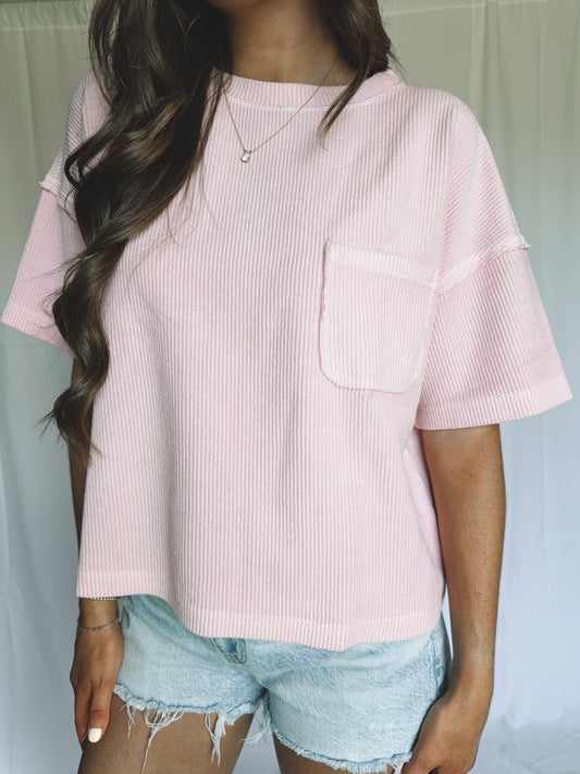 Blush Pink Short Sleeve Top