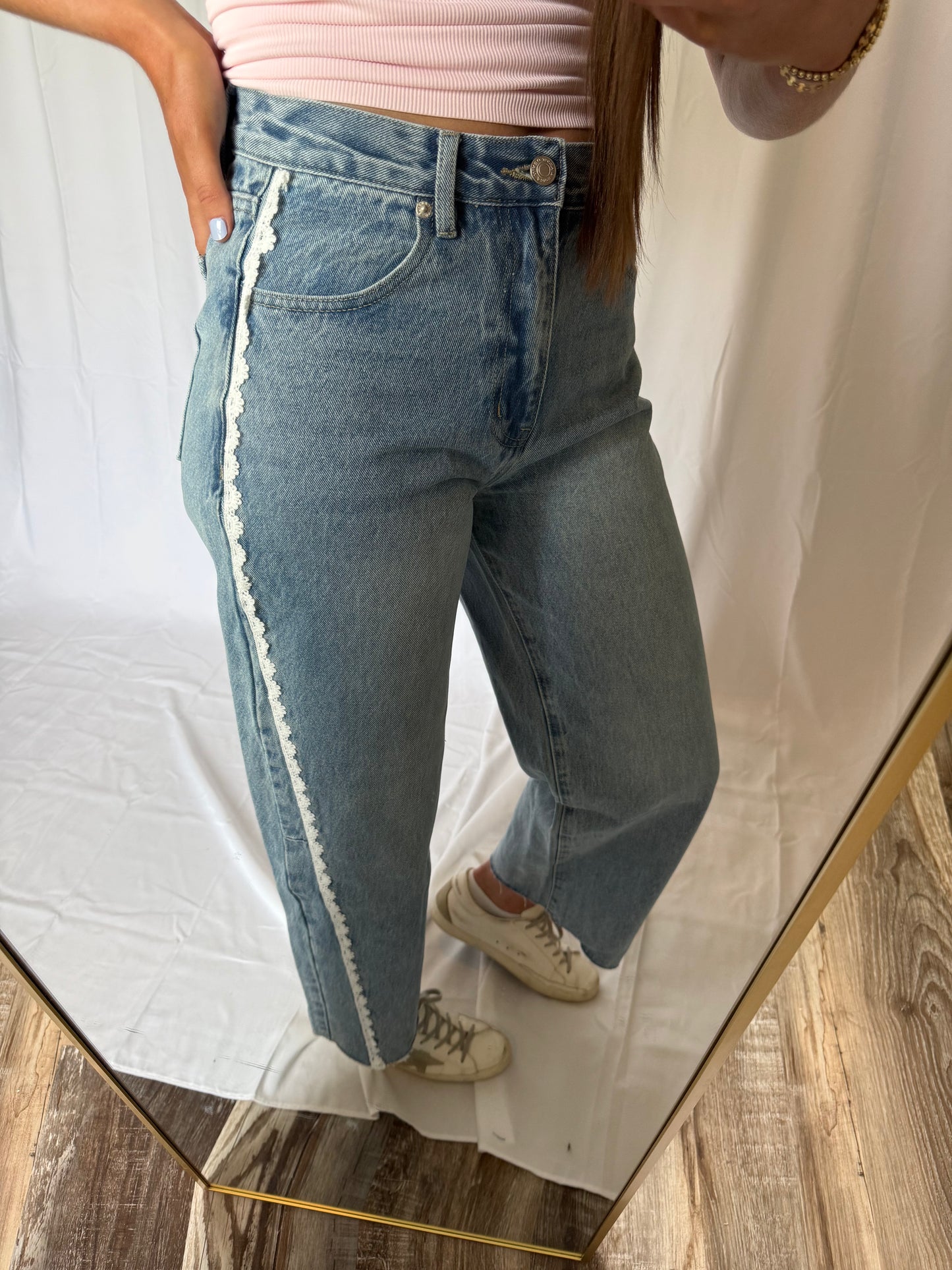 Lace Barrel Jeans
