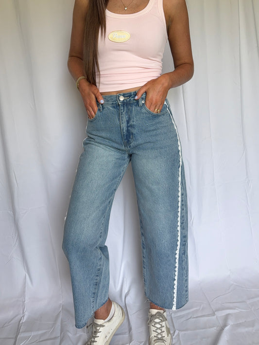 Lace Barrel Jeans