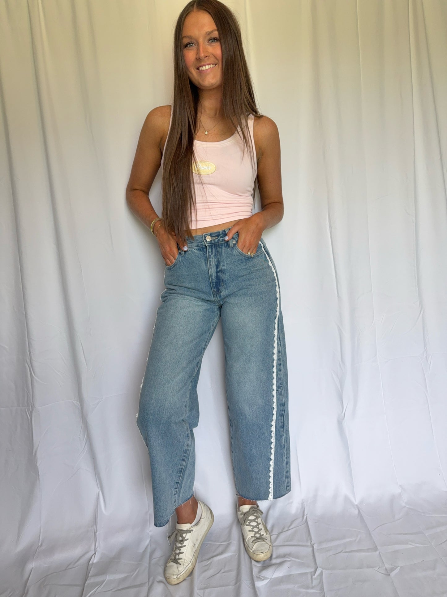 Lace Barrel Jeans