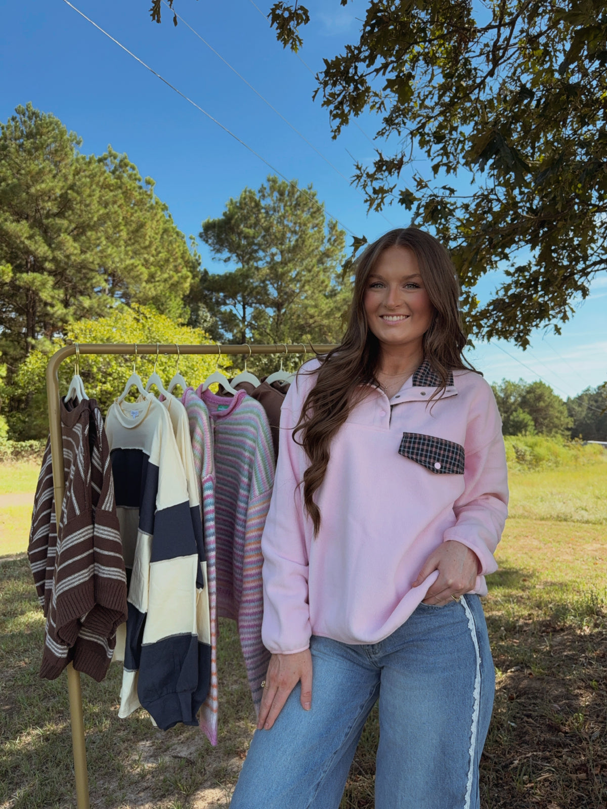 Pink/Plaid Fleece Button-Up