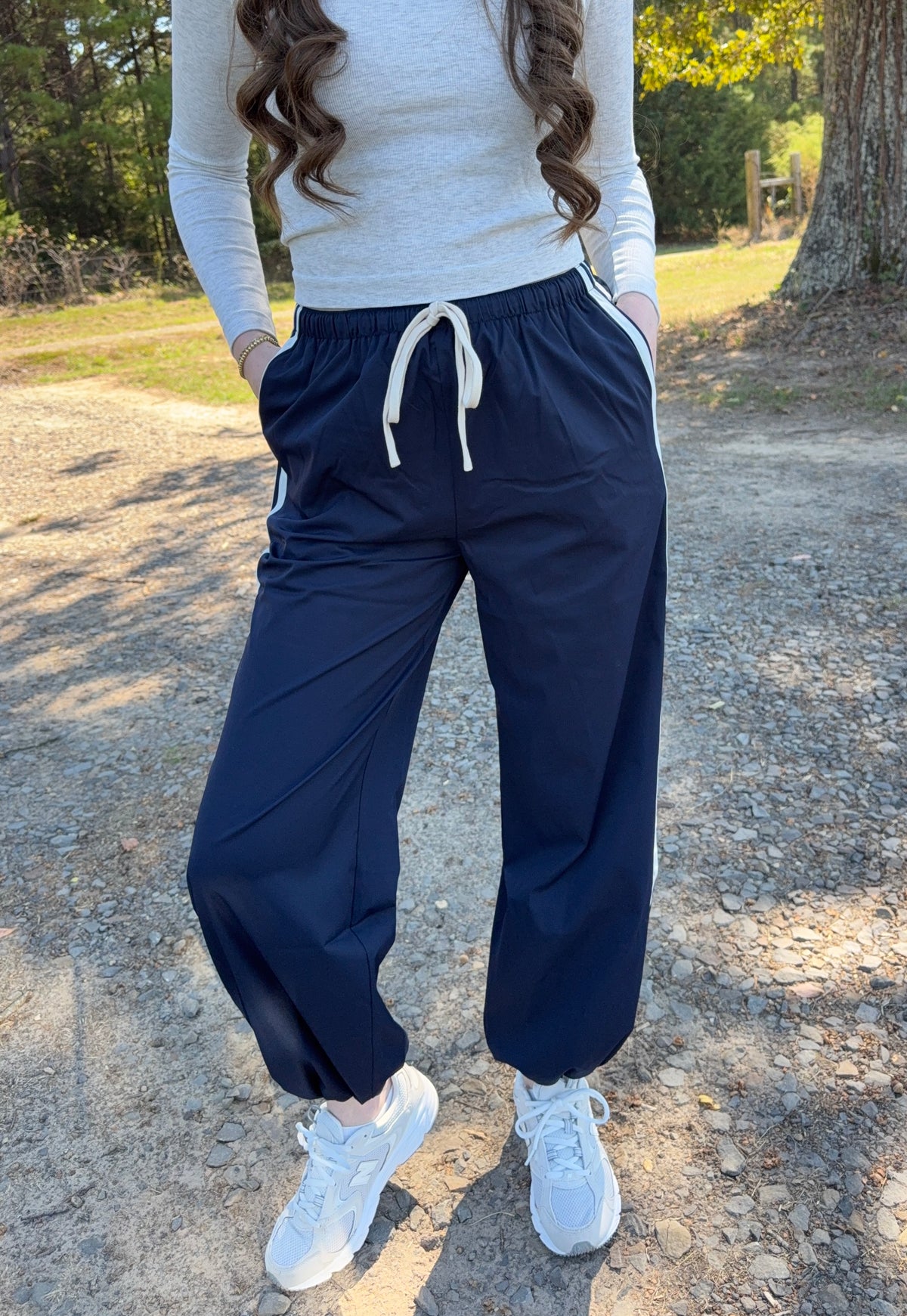 Navy/White Track Pants