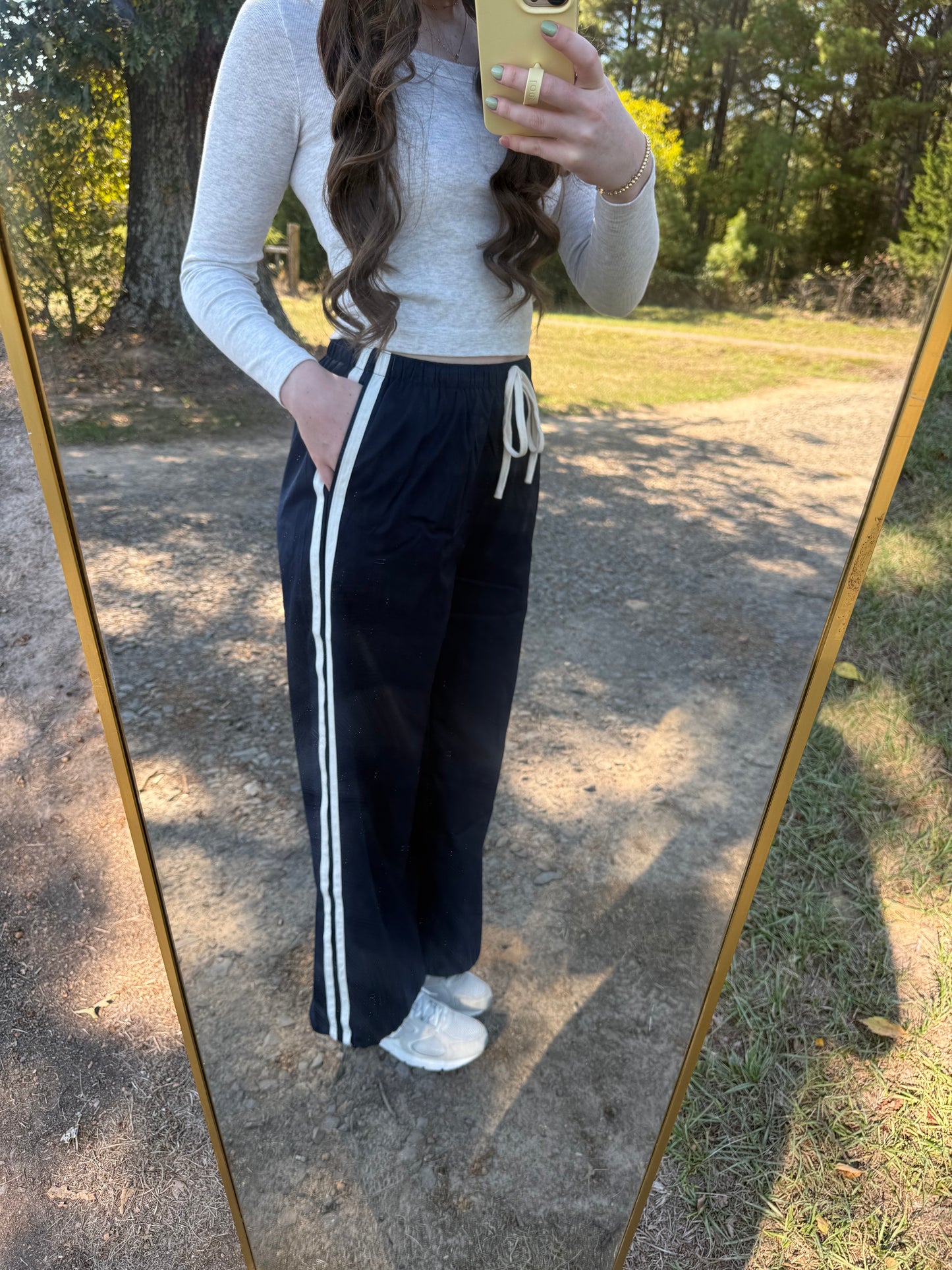 Navy/White Track Pants