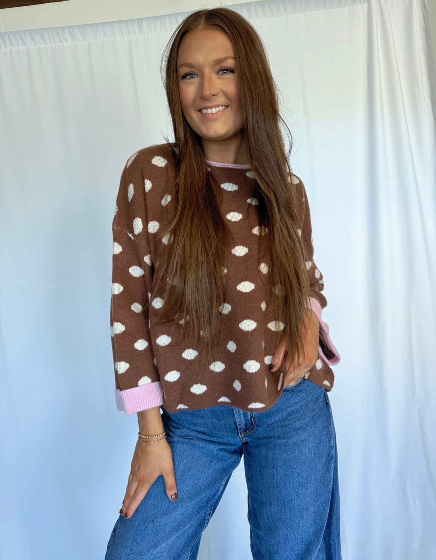 Brown/Pink Dotted Sweater
